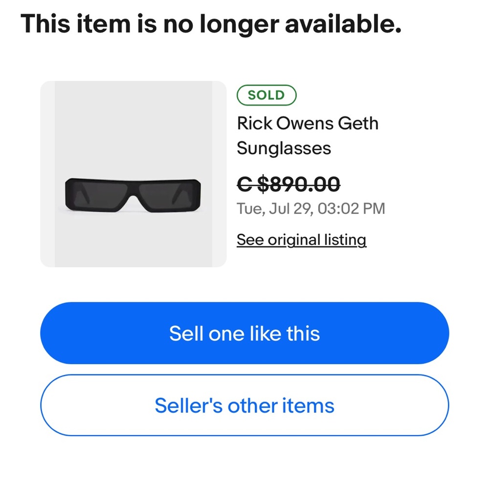 Rick Owens Black Rectangular Sunglasses - image 7